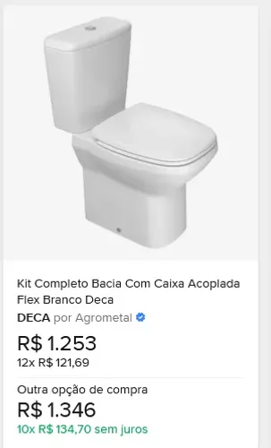 Conjunto de Vaso Sanitário com Caixa Acoplada, Deca, Modelo Flex, novo. Restam 03 conjunto