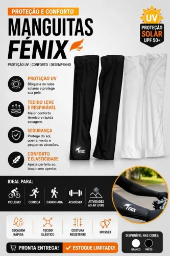 2 pares de manguitas da marca Fénix (p/ proteção ultravioleta da radiação solar) par