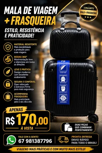 Mala de viagem + frasqueira Preta