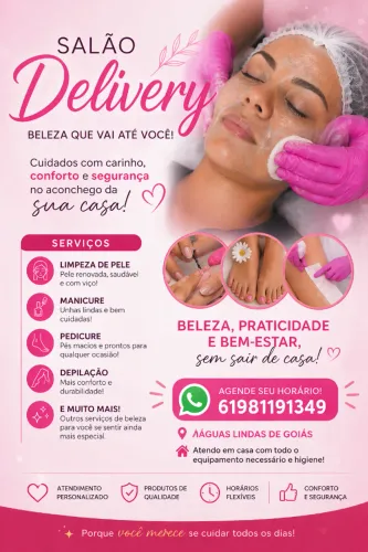Salão de Beleza e Spa Delivery: Manicure/ Limpeza de pele, deipalçao, etc...