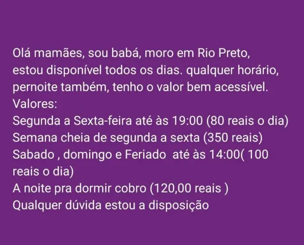 Trabalho como baba