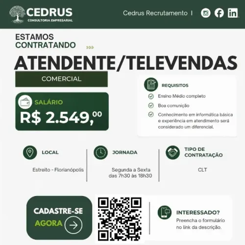 Atendente/Televendas | Comercial