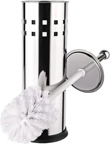 Escova Sanitária com Suporte Inox para Banheiro - Resistente, Higiênica e Moderna