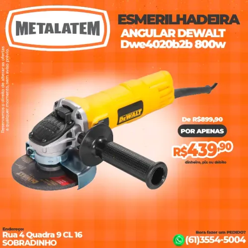 Esmerilhadeira Angular DeWalt DWE4020B2B 800W 220V