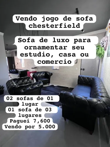Jogo de sofas chesterfield de luxo