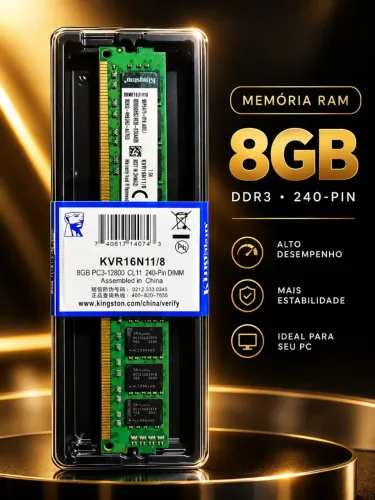 Memória Ram Kingston 1600 8gb para Computador (Novo)