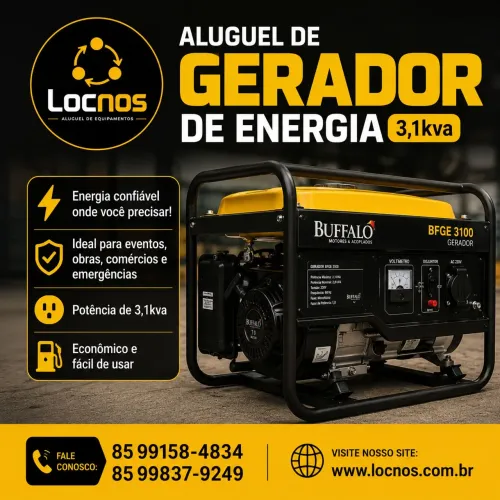 Aluguel de gerador de energia de 3,1kva