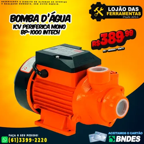 Bomba Dágua 1Cv Periferica Bp-1000 Intech