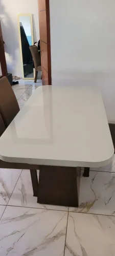 Mesa de jantar 6 lugares tampo de vidro