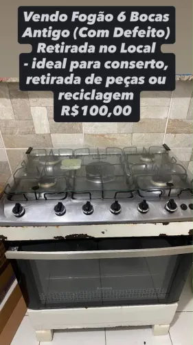 Fogão 6 bocas com defeito (ideal para retirada de peças e reciclagem) retirada no local