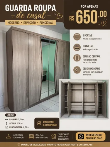Guarda roupa de casal 6 gavetas 6 portas 
