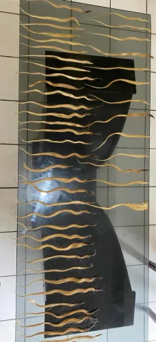 Cabelo humano loiro mesclado / 45cm 100g