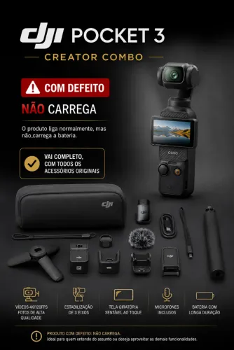 CAMERA DJI POCKET 3 CREATOR COMBO (DEFEITO)