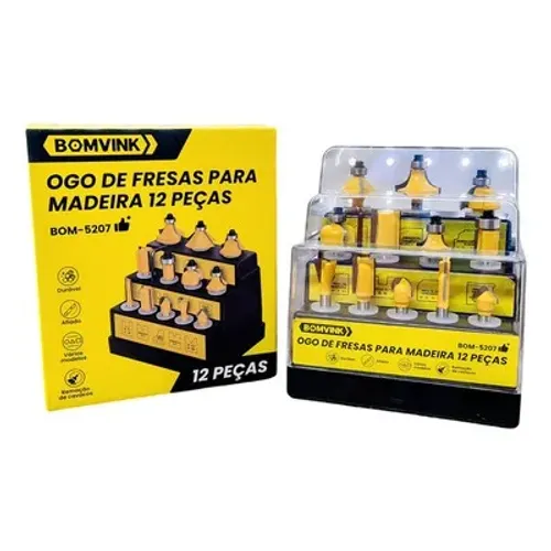 kit de fresas para tupia com 12 pcs 6mm profissional duravel afiado bom-5207