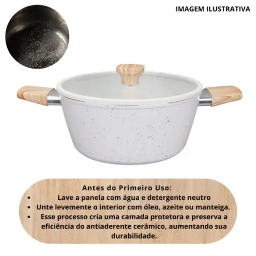 Jogo de Panelas Baccani 5 Peças Cerâmica Branco Antiaderente