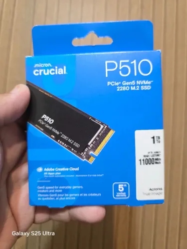 SSD Crucial P510 1TB PCIe 5.0, novo e lacrado Leitura 11.000Mbps