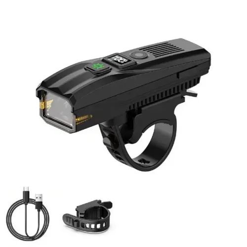 Lanterna Farol Bike Com Buzina USB Controle Remoto S/ Fio Medidor Digital Luz Led Potente