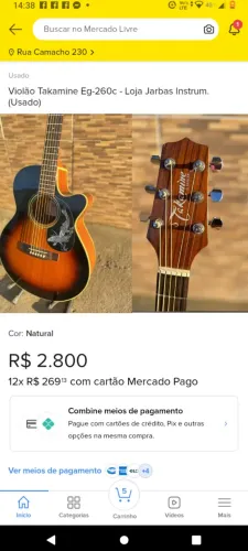 Violão Takamine EG 260 vintage mini jumbo
