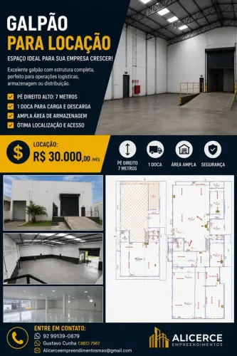 ALUGO GALPÃO NOVO NO COROADO 1200 M2