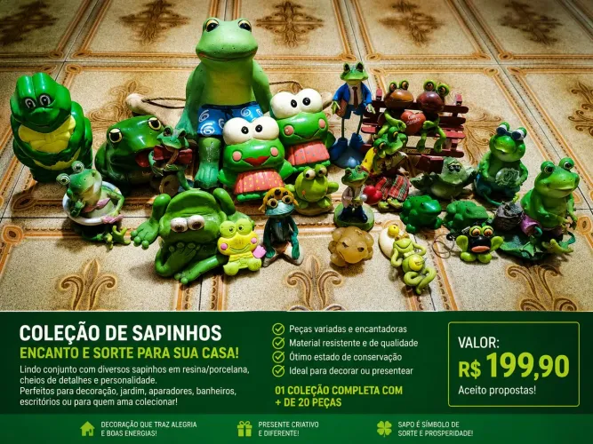 Coleção de Sapinhos Decorativos - +20 Peças | Resina | Decoração e Colecionador