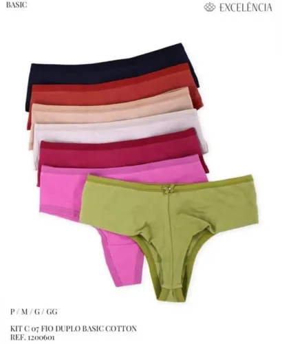 Kit com 7 calcinhas da marca Excelência duplo fio