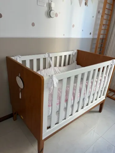 Berço Americano Nature Matic Móveis + Colchão Ortobom (Vira Mini Cama)