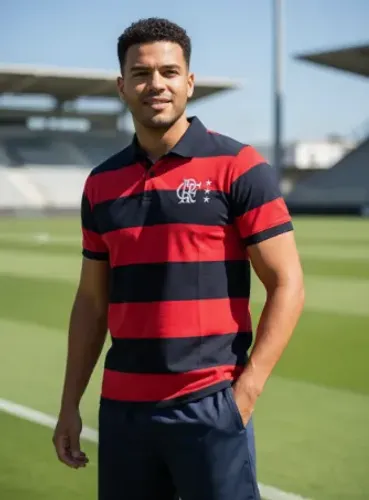 Camisa Flamengo Polo Control Rubro Negro Oficial Braziline