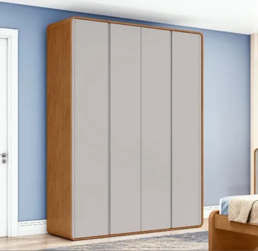 Guarda Roupa 4 Portas Horizon 184 Amêndoa Off White