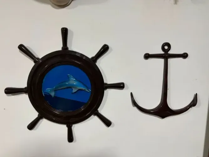 Decoração de Parede Timão e Ancora em Fibra