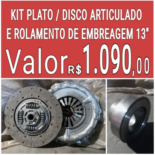 EMBREAGEM KIT PLATO , DISCO E ROLAMENTO DOS CAMINHÕES  VOLKSWAGEN  - FORD - AGRALE  13"