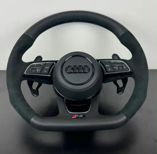 Volante Audi couro alcântara base reta completo