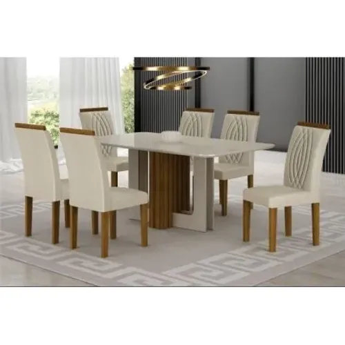 Mesa Sofia vidro off c/6 cadeiras 