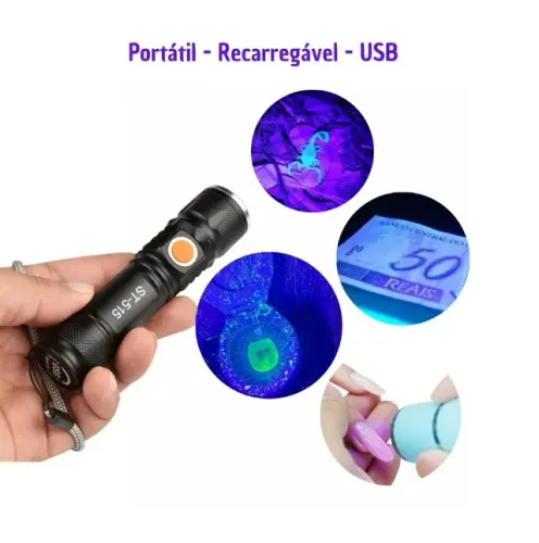 Lanterna Luz Negra Uv Ultra Violeta
