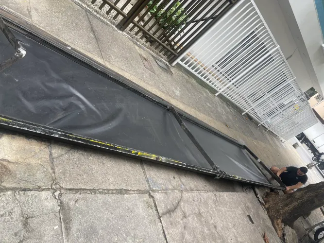 Toldo articulado top preto completo 5 x 2 em bloco alumínio *