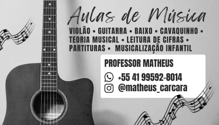 Aula de música! Violão, cavaquinho, guitarra, baixo, gaita, flauta doce e musicalização