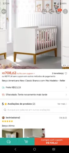 Vendo um berço igual a esse da foto com um colchão da Ortobom. Obs: Não entrego!