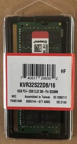 Kingston 16 GB Ram notebook 3200mhz