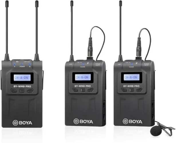Sistema de microfone sem fio BOYA BY-WM8 Pro-K2 canal duplo Receptor + transmissor A e B