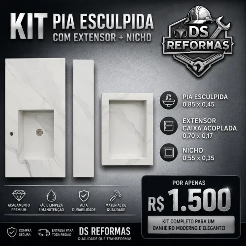 Kit pia+ nicho em porcelanato