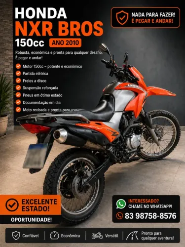 HONDA BROS 150c. <br>honda nxr 150 bros 2010<br><br>Robusta, econômica e pronta para qualquer des