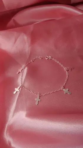 Pulseira pingentes cruzes em Prata 925