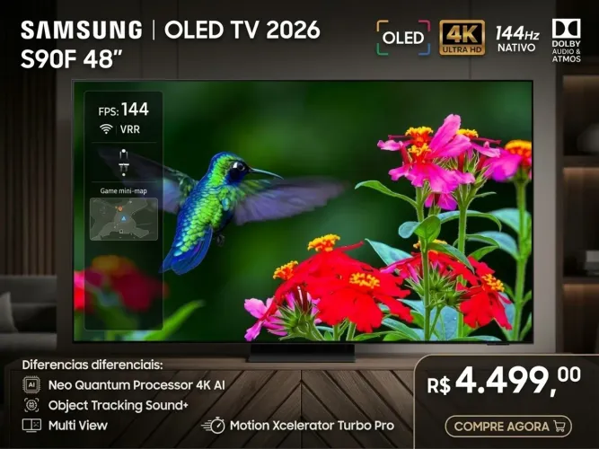 Smart Tv 4k Samsung OLED S90F 48" - A TV Gamer Definitiva para Xbox/PS5 (Nova na Caixa)