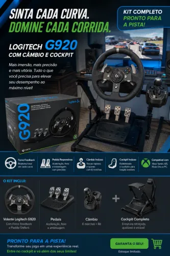 LOGITECH G920 + CÂMBIO + COCKPIT COMPLETO