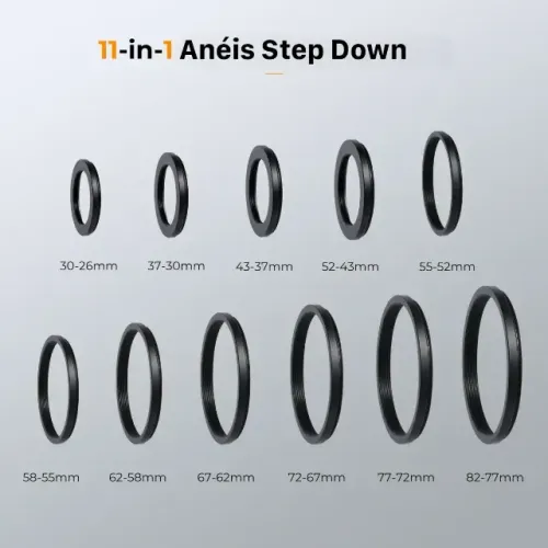 Kit 11 Anéis Adaptadores Para Filtro Step Down K&f 82-26mm