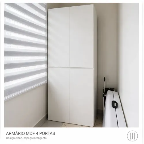 ARMÁRIO EM MDF BRANCO 4 PORTAS | FOTOS REAIS