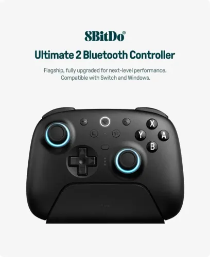 Controle Sem Fio 8BitDo Ultimate 2 Bluetooth com Gatilhos Hall Effect + Base de Carregamen