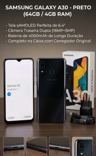 Celular usado Galaxy A30 cor preto