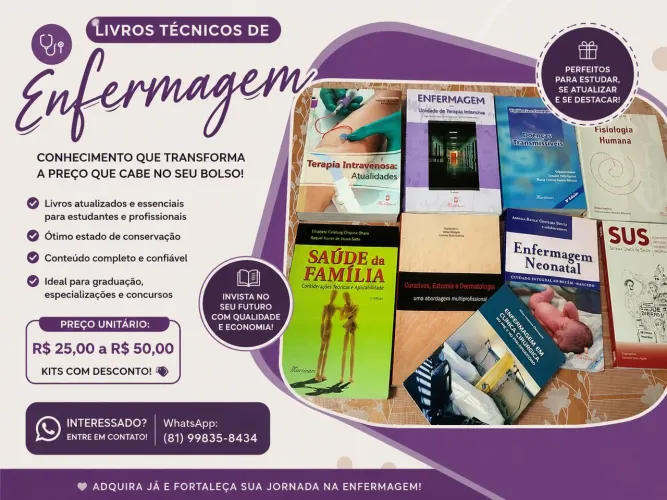 Coleção de Livros de Enfermagem - 6 Livros em Ótimo Estado