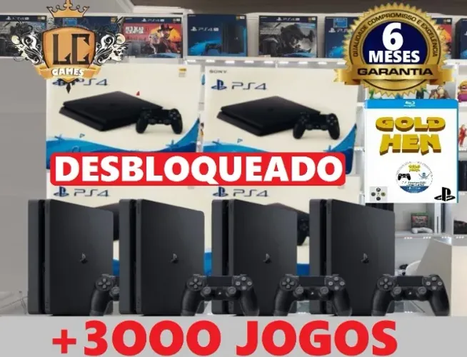 PLAYSTATION 4 SLIM 1TB/5OOGB (( DESTRAVADO )) VAI 3OOO JOGOS + GARANTIA ( LOJA FISICA )