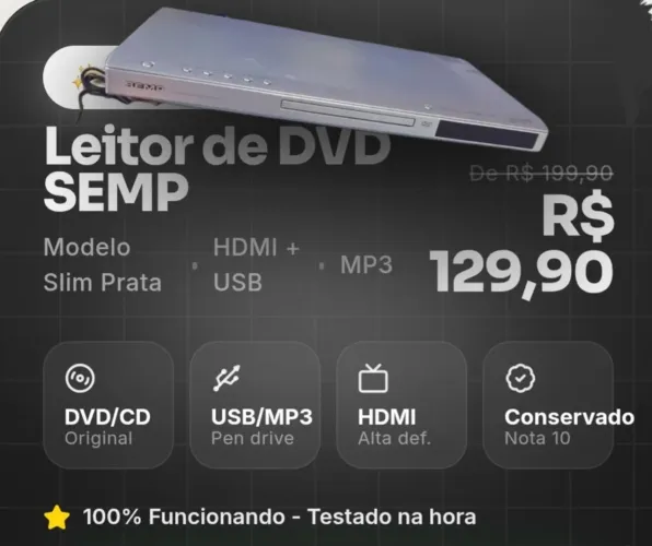 DVD SEMP Slim Prata - Conservadíssimo!<br>DVD SEMP Slim Prata - Conservadíssimo!